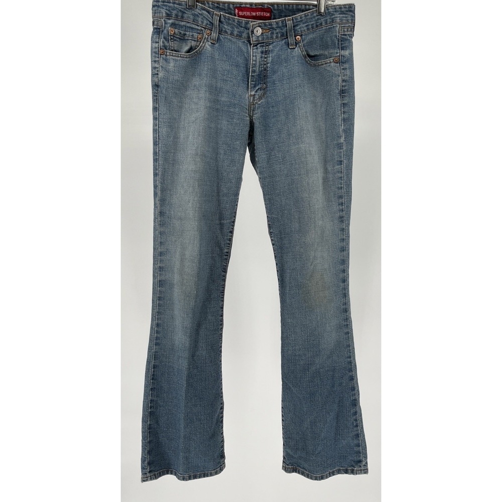 Levi's 518 Jeans Womens (33x32) 11 JR L Light‎ Blue Superlow Bootcut Stretch Y2K